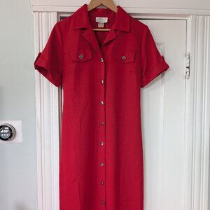 Women's Vintage Westside Clothing Co Red Button Front Maxi Dress Size 8